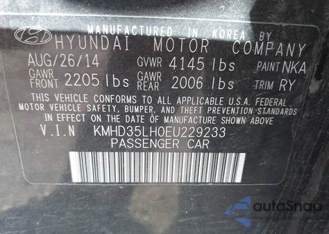 2014 Hyundai Elantra Gt z USA, uszkodzony, nr VIN KMHD35LH0EU229233